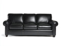 Canapé 3 places en revêtement effet cuir noir avec accoudoirs roulés 215x90x86 cm pour salon style classique