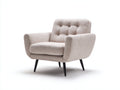 Fauteuil en tissu texturé capitonné 82x78x84 cm - beige et noir - style moderne