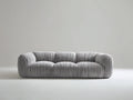 Canapé 3 places en tissu côtelé 230x95x72 cm - gris clair - design arrondi contemporain