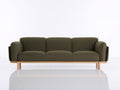 Canapé 3 places en tissu texturé 220x88x76 cm - vert olive et bois naturel - style moderne