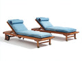 Bain de soleil en bois 200x75x90 cm - bleu et naturel - dossier inclinable