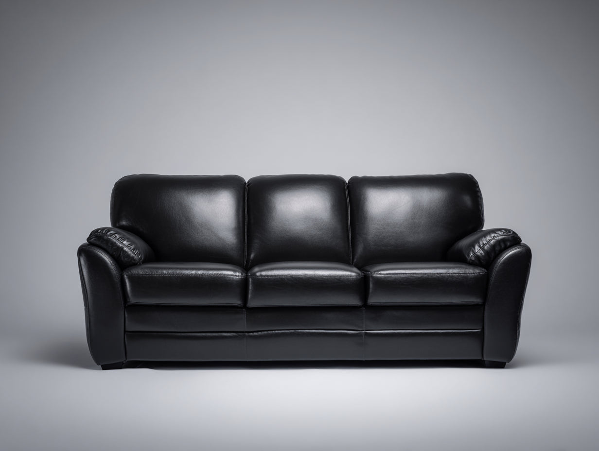 Canapé 3 places en simili cuir 218x92x86 cm - noir - style classique