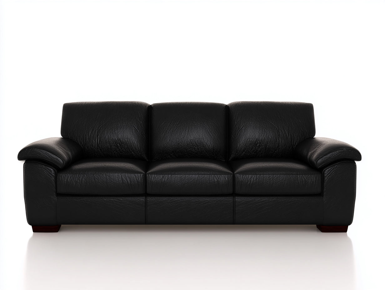 Canapé 3 places en revêtement effet cuir 218x90x84 cm - noir - style contemporain