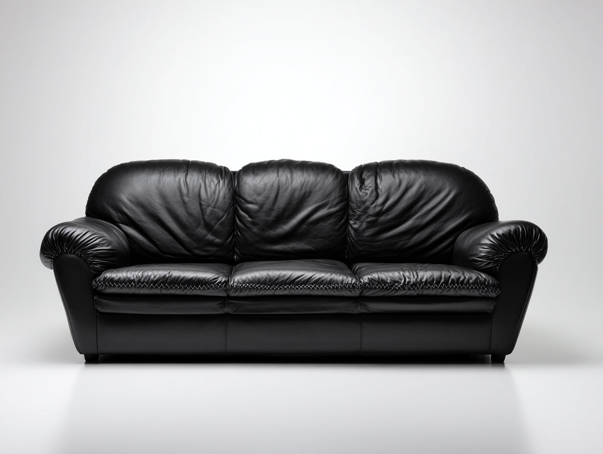 Canapé 3 places en revêtement effet cuir 225x94x86 cm - noir - style classique
