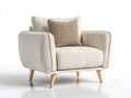 Fauteuil en tissu texturé 106x90x84 cm - beige et bois naturel - style scandinave