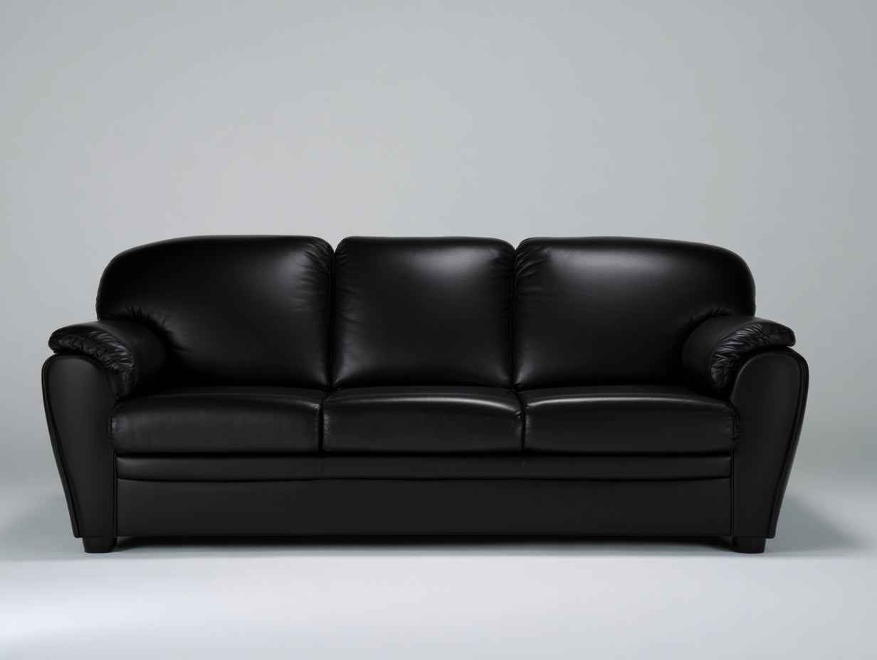 Canapé 3 places en simili cuir 218x92x84 cm - noir - style classique