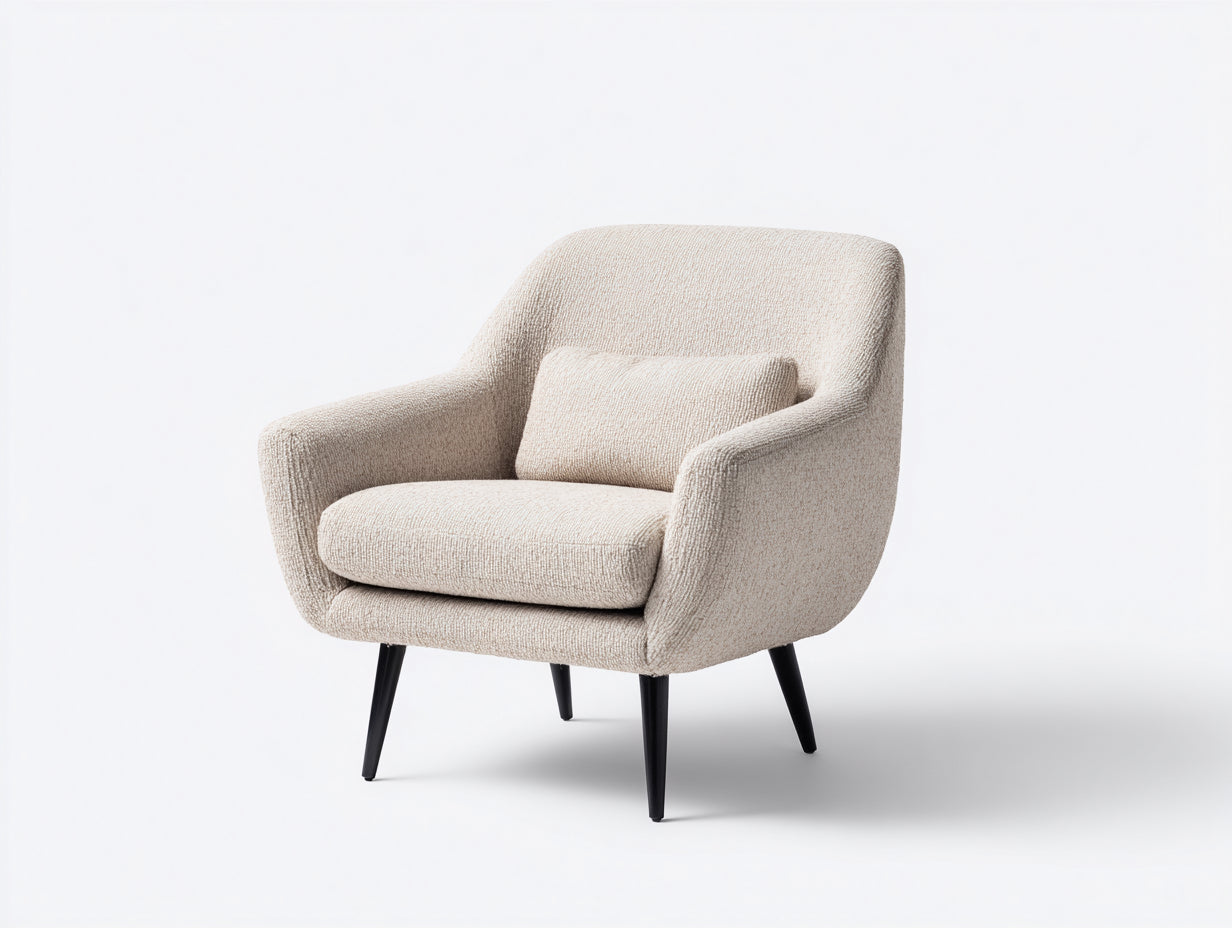 Fauteuil en tissu bouclé 84x78x82 cm - beige et noir - style moderne