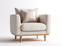Fauteuil en tissu texturé 96x86x88 cm - beige avec base en bois naturel - style scandinave