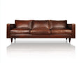 Canapé 3 places en revêtement effet cuir vieilli 224x88x78 cm - marron - style contemporain