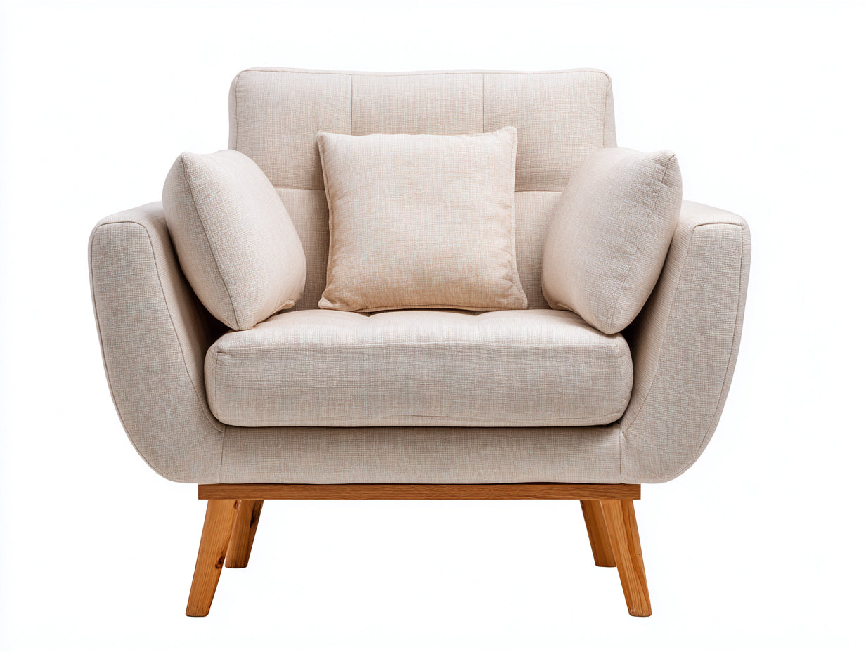 Fauteuil en tissu 105x90x92 cm - beige et naturel - style scandinave