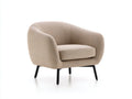 Fauteuil en tissu texturé 96x78x76 cm - beige et noir - dossier arrondi contemporain