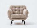 Fauteuil en tissu bouclé 92x86x88 cm - beige et noir - dossier capitonné moderne
