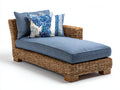 Bain de soleil en rotin tressé 190x88x82 cm - bleu et naturel - style bord de mer