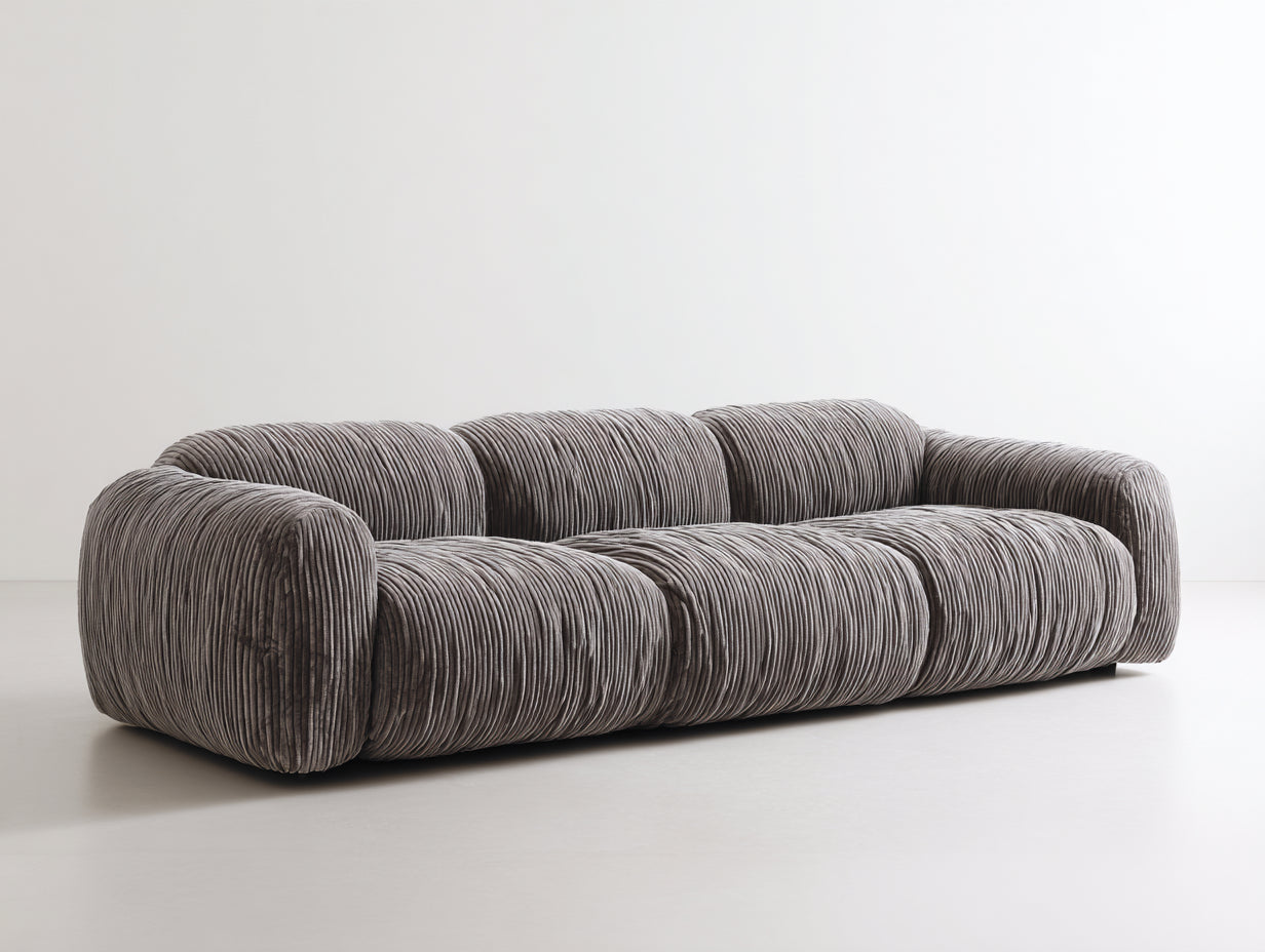 Canapé 3 places en velours côtelé 230x95x72 cm - gris taupe - design contemporain