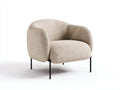 Fauteuil en tissu texturé 88x82x78 cm - beige et noir - design arrondi moderne