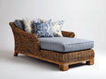 Bain de soleil en rotin tressé 165x85x78 cm - naturel et gris - style lounge