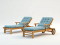 Bain de soleil en bois 200x72x88 cm - bleu clair et naturel - dossier inclinable