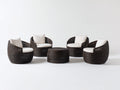 Canapé de jardin ensemble 5 pièces en rotin tressé 82x78x74 cm - brun foncé et crème - avec table ronde