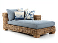 Bain de soleil en rotin tressé 190x90x78 cm - bleu clair et naturel - style bord de mer