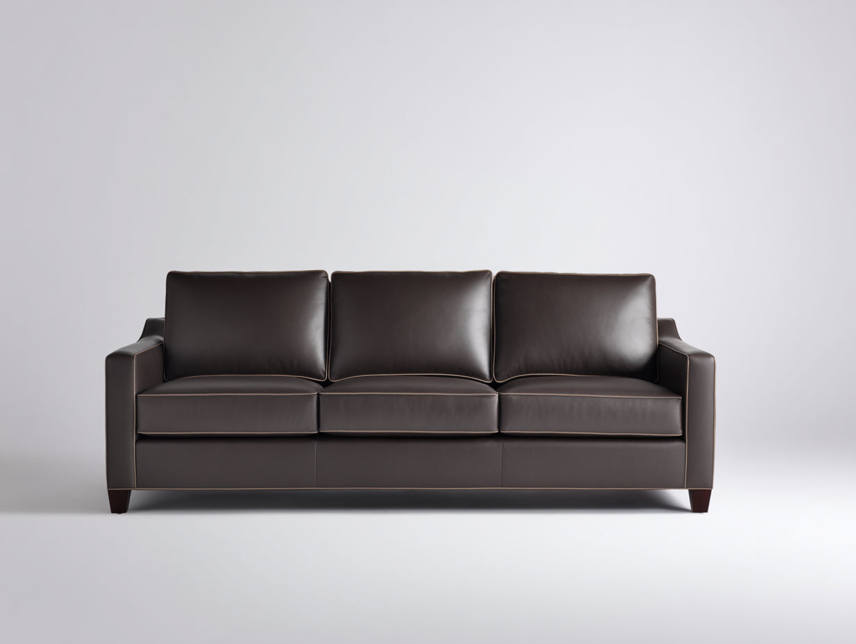 Canapé 3 places en similicuir 218x90x82 cm - marron foncé - design contemporain